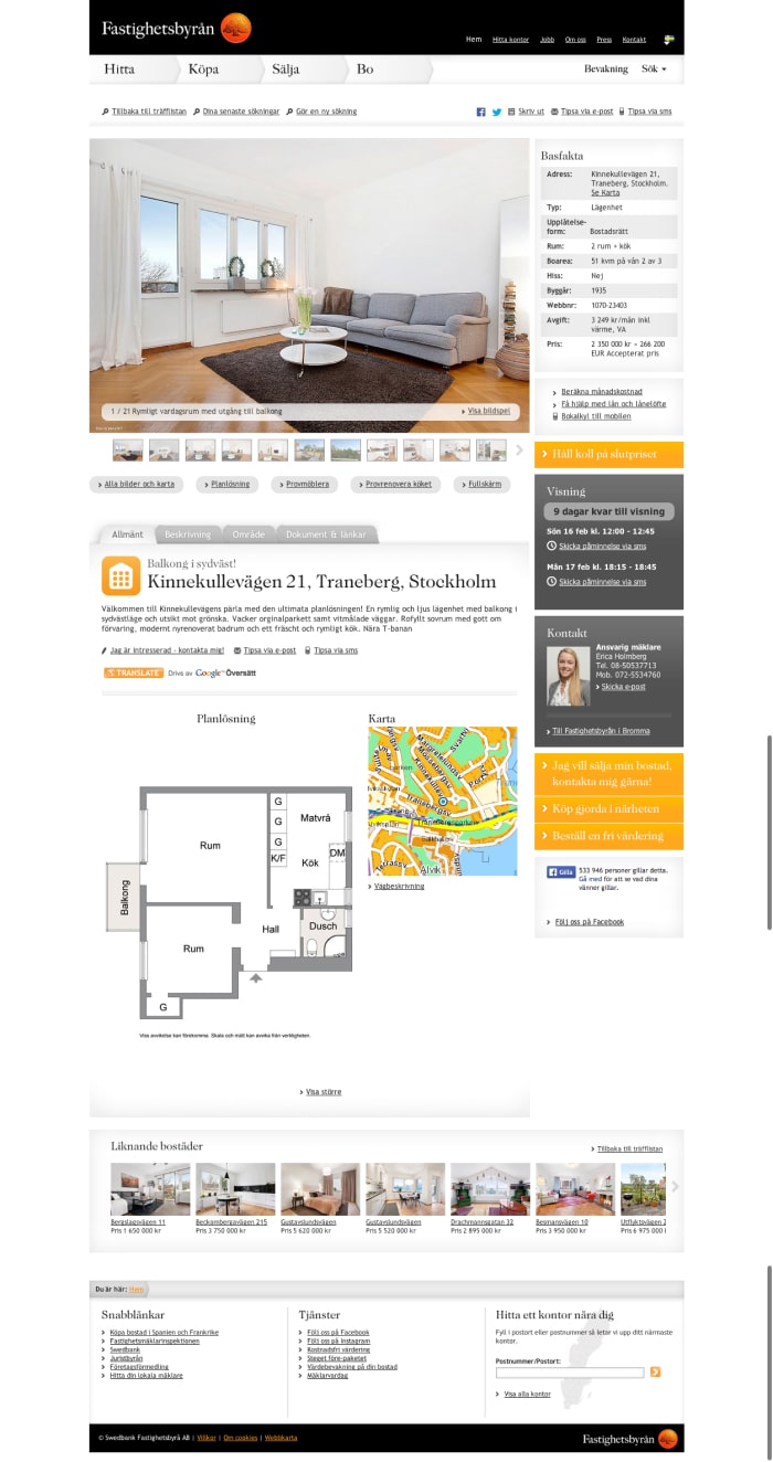 Old property page before redesign