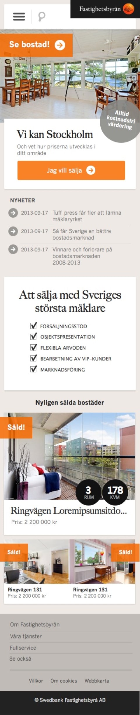 Final design - start page smartphone