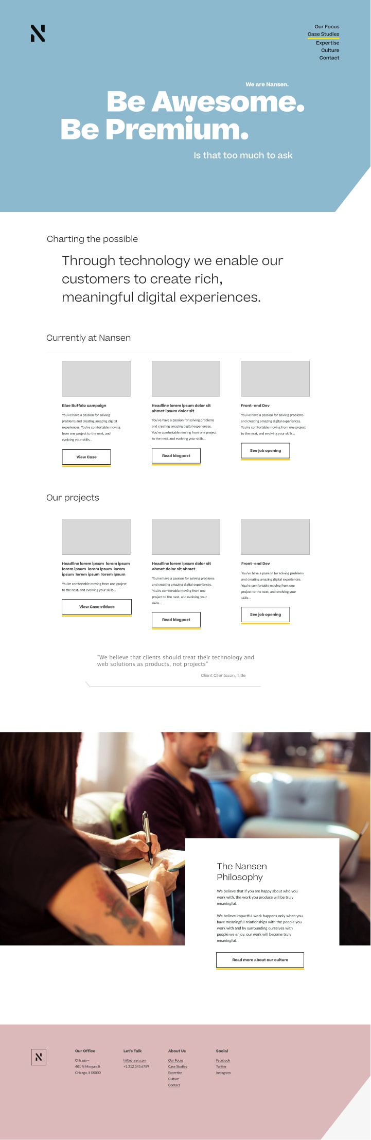 Wireframe – homepage