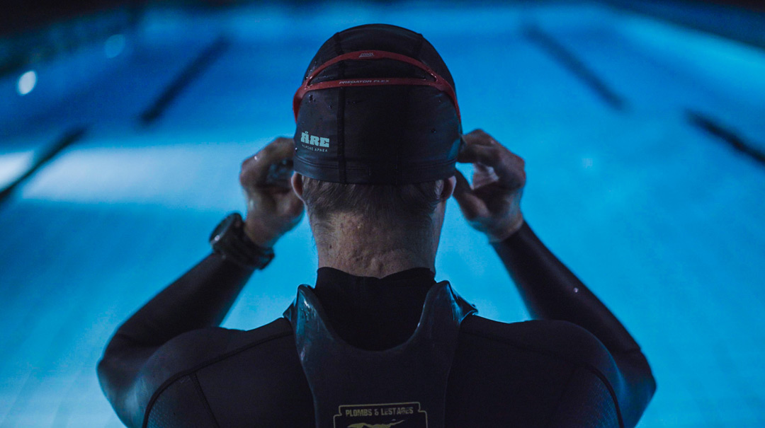Swim cap with the logo