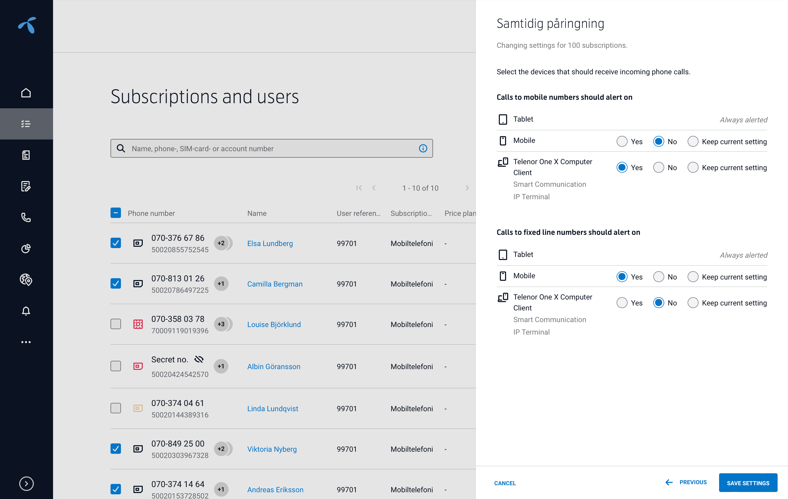 Bulk management on desktop
