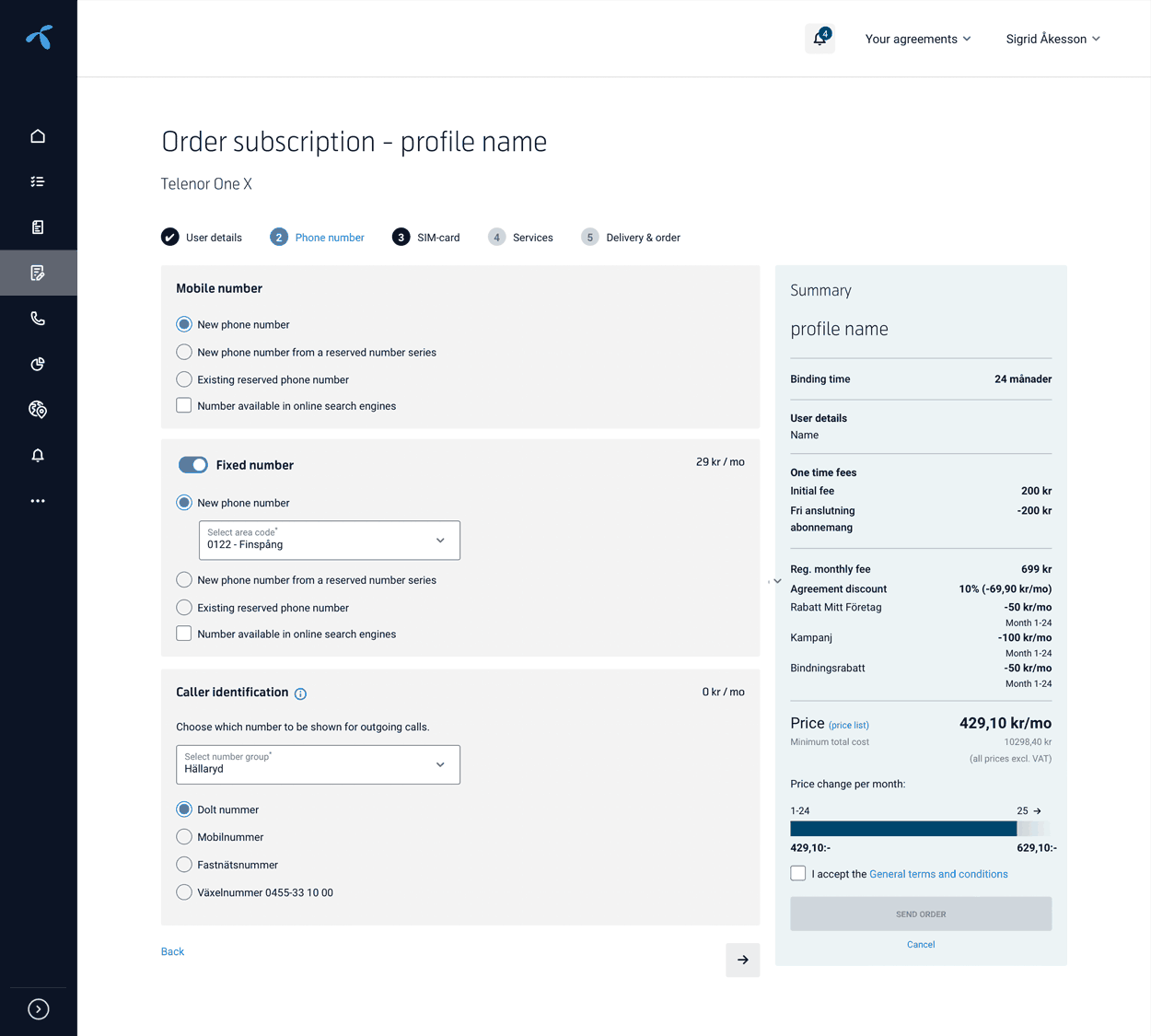 Ordering subscriptions on desktop